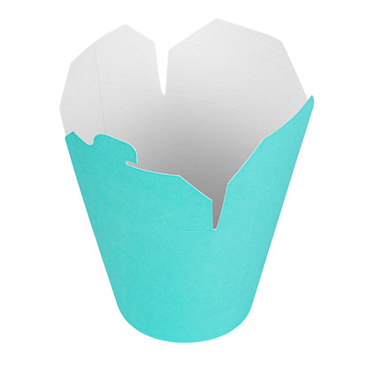 Bio Tek 32 oz Round Turquoise Paper Noodle Take Out Container - 4" x 3 1/2" x 4 1/2" - 200 count box