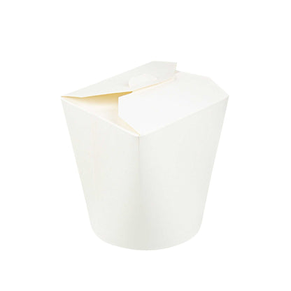 Bio Tek 32 oz Round White Paper Noodle Take Out Container - 4" x 3 1/2" x 4 1/2" - 50 count box