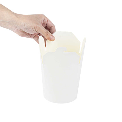 Bio Tek 32 oz Round White Paper Noodle Take Out Container - 4" x 3 1/2" x 4 1/2" - 50 count box
