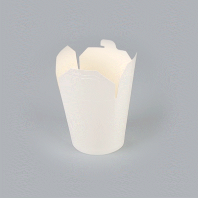 Bio Tek 32 oz Round White Paper Noodle Take Out Container - 4" x 3 1/2" x 4 1/2" - 50 count box