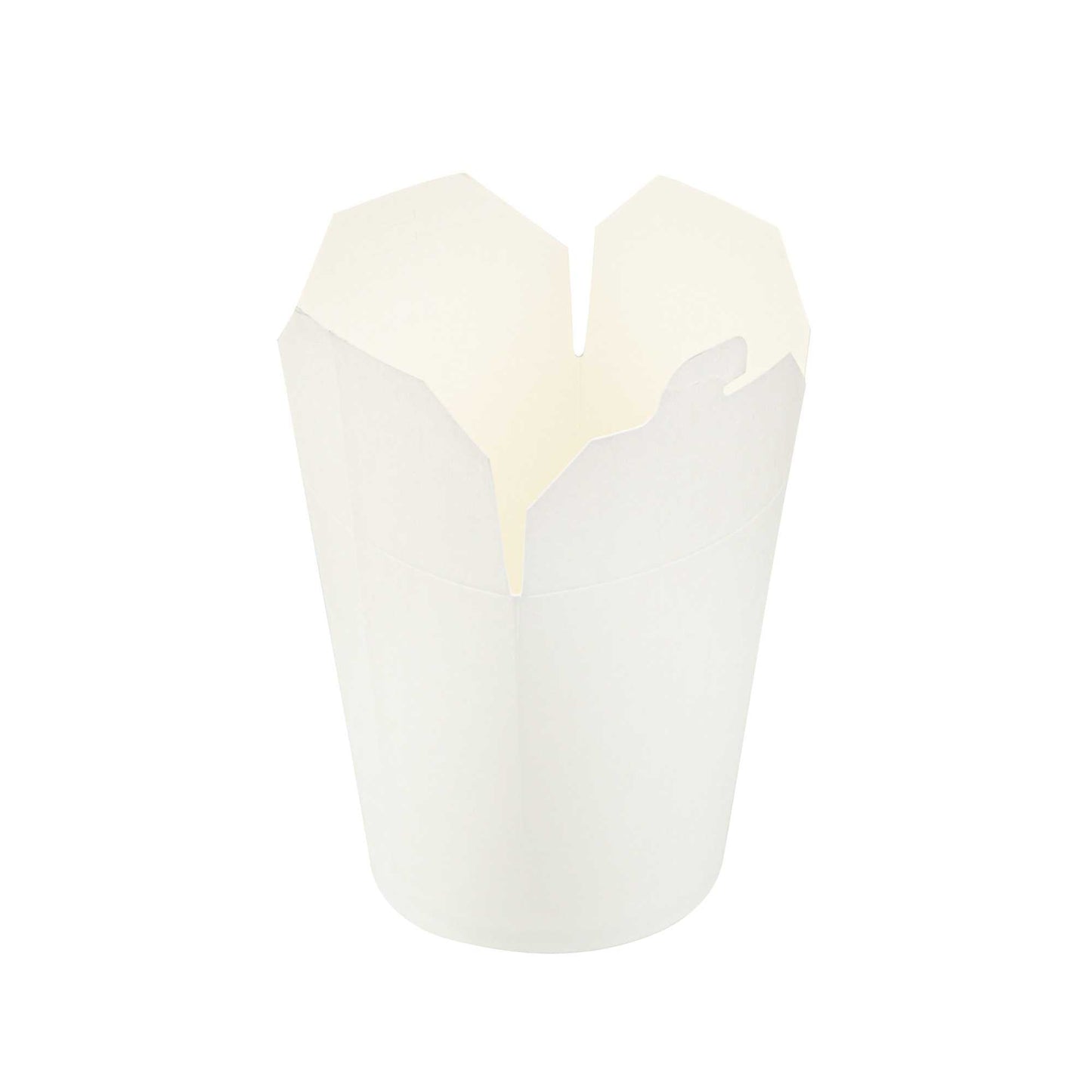 Bio Tek 32 oz Round White Paper Noodle Take Out Container - 4" x 3 1/2" x 4 1/2" - 50 count box