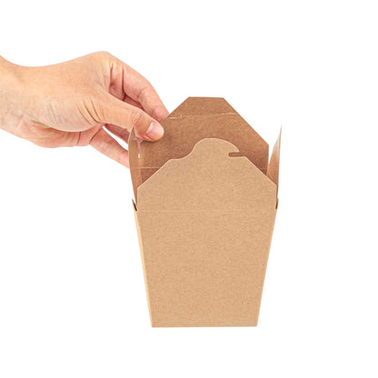 Bio Tek 26 oz Square Kraft Paper Noodle Take Out Container - 4" x 3 1/2" x 4" - 25 count box