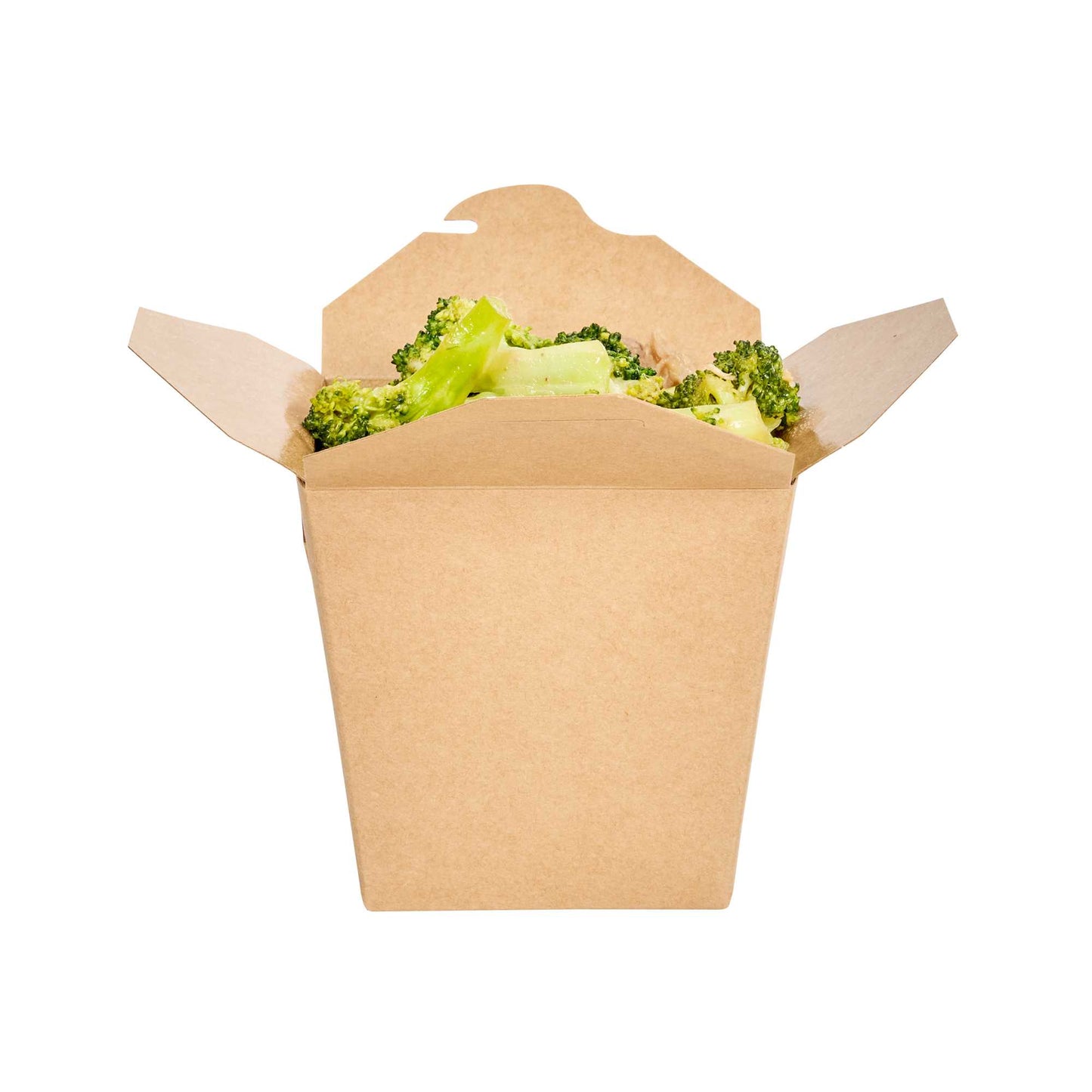 Bio Tek 26 oz Square Kraft Paper Noodle Take Out Container - 4" x 3 1/2" x 4" - 25 count box