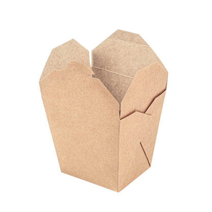 Bio Tek 26 oz Square Kraft Paper Noodle Take Out Container - 4" x 3 1/2" x 4" - 25 count box