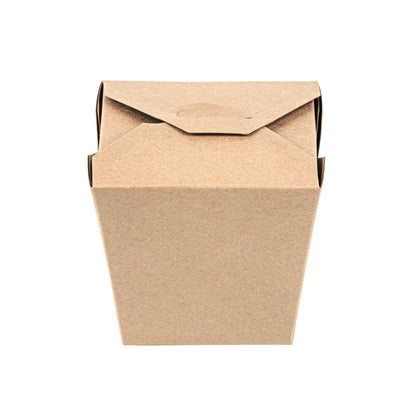 Bio Tek 26 oz Square Kraft Paper Noodle Take Out Container - 4" x 3 1/2" x 4" - 25 count box