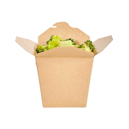 Bio Tek 26 oz Square Kraft Paper Noodle Take Out Container - 4" x 3 1/2" x 4" - 50 count box
