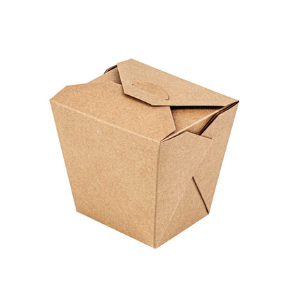 Bio Tek 26 oz Square Kraft Paper Noodle Take Out Container - 4" x 3 1/2" x 4" - 50 count box