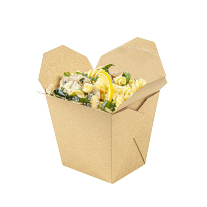 Bio Tek 26 oz Square Kraft Paper Noodle Take Out Container - 4" x 3 1/2" x 4" - 200 count box