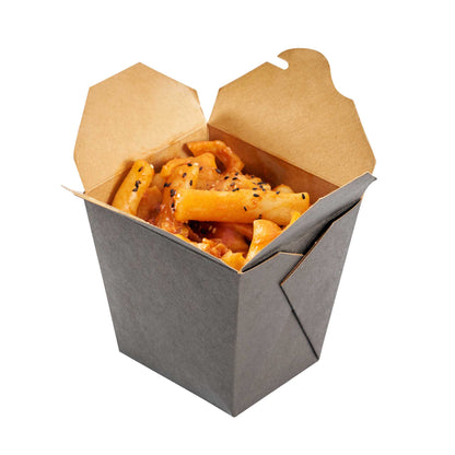Bio Tek 26 oz Square Black Paper Noodle Take Out Container - 4" x 3 1/2" x 4" - 50 count box