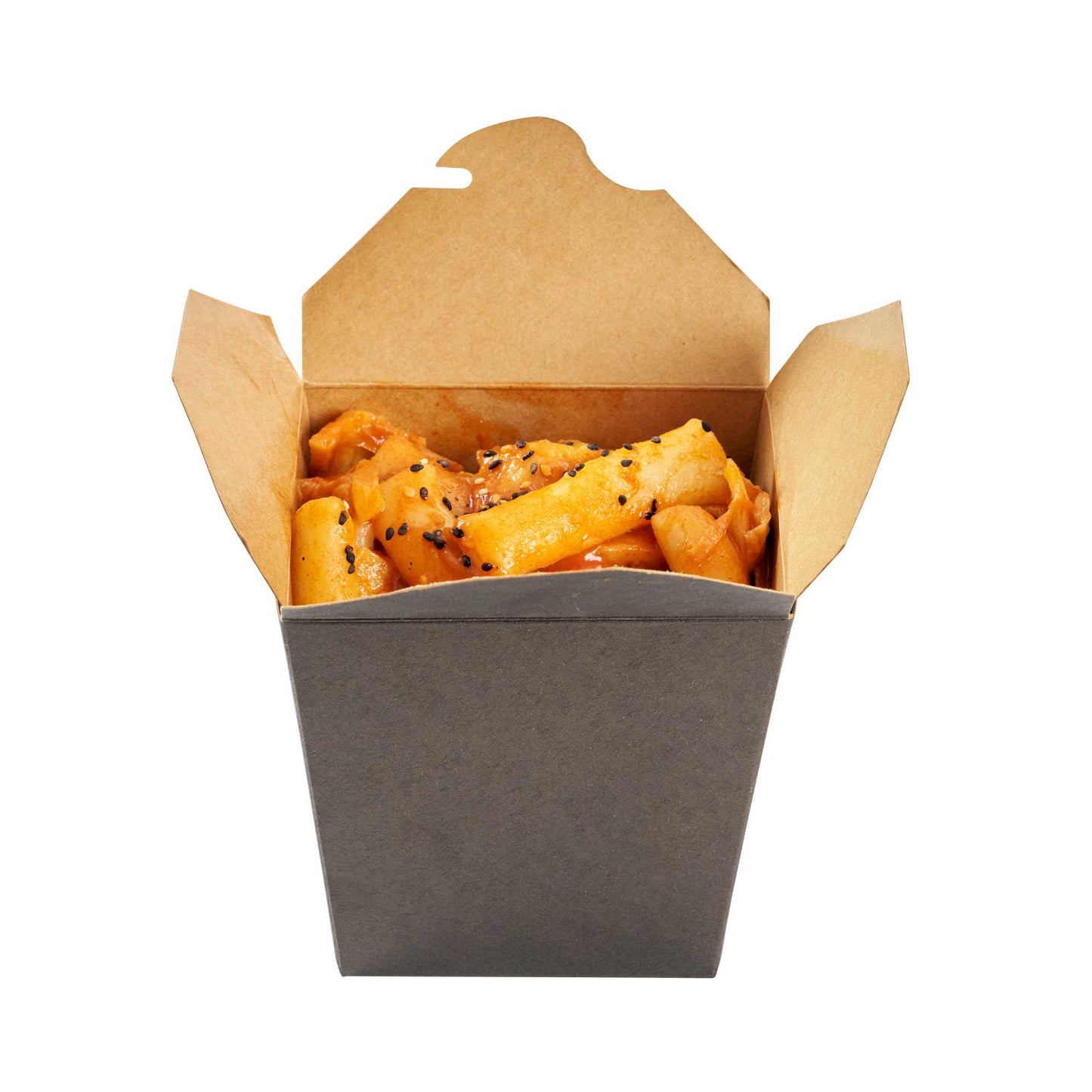 Bio Tek 26 oz Square Black Paper Noodle Take Out Container - 4" x 3 1/2" x 4" - 50 count box