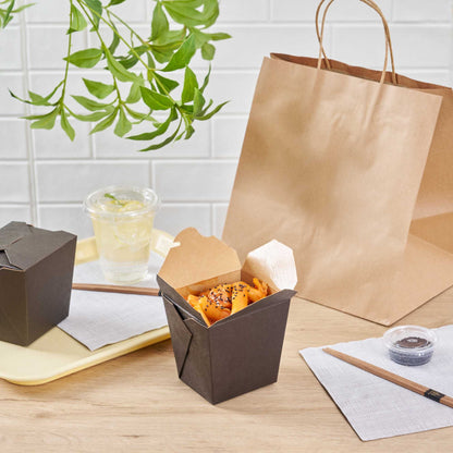 Bio Tek 26 oz Square Black Paper Noodle Take Out Container - 4" x 3 1/2" x 4" - 50 count box