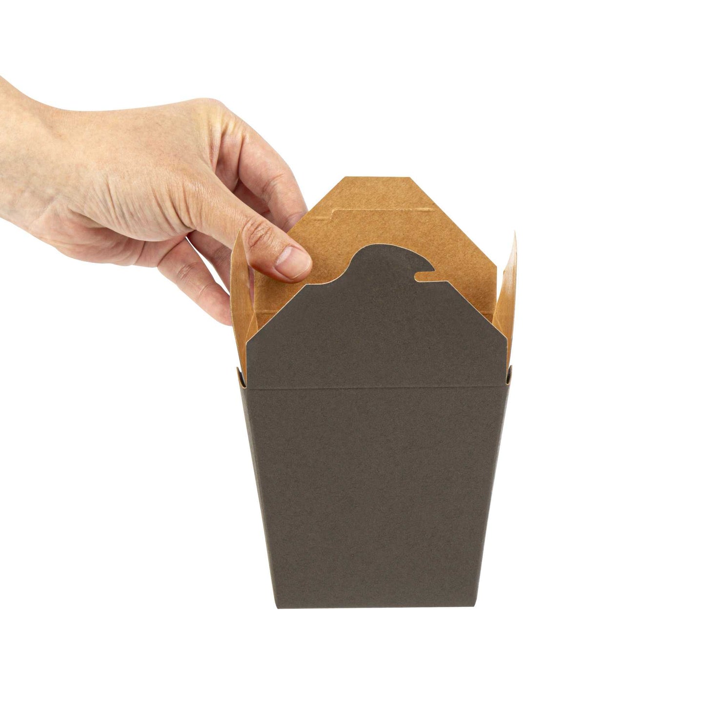 Bio Tek 26 oz Square Black Paper Noodle Take Out Container - 4" x 3 1/2" x 4" - 200 count box