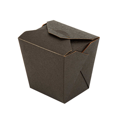Bio Tek 26 oz Square Black Paper Noodle Take Out Container - 4" x 3 1/2" x 4" - 200 count box