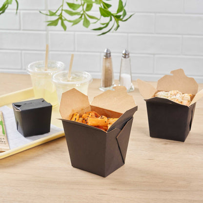 Bio Tek 26 oz Square Black Paper Noodle Take Out Container - 4" x 3 1/2" x 4" - 200 count box