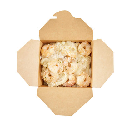 Bio Tek 26 oz Square Frenchie Paper Noodle Take Out Container - 4" x 3 1/2" x 4" - 50 count box