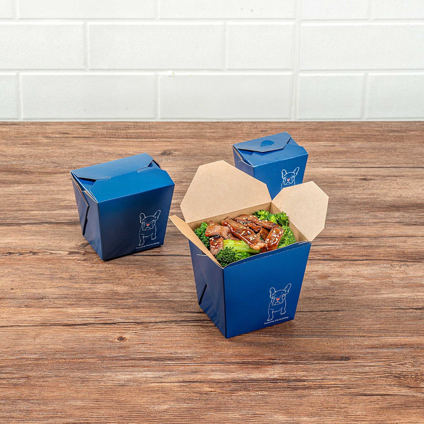 Bio Tek 26 oz Square Frenchie Paper Noodle Take Out Container - 4" x 3 1/2" x 4" - 50 count box