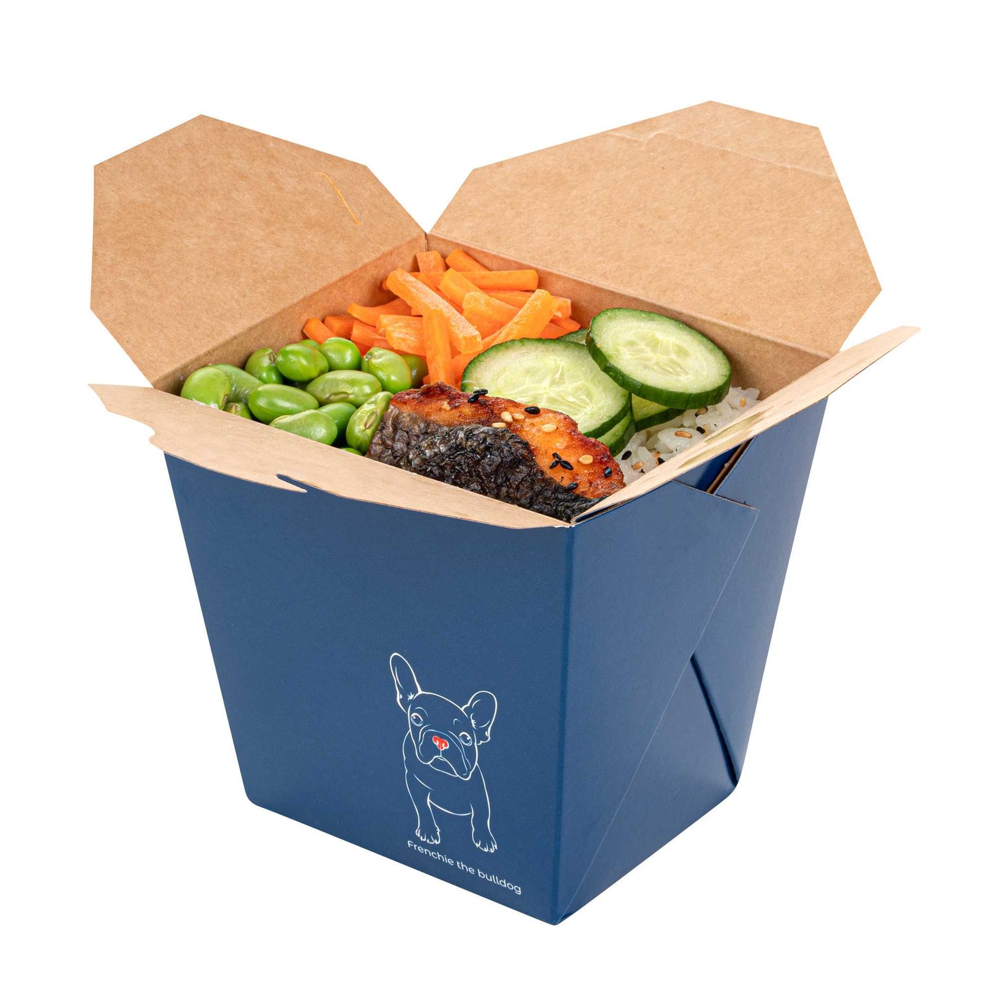 Bio Tek 26 oz Square Frenchie Paper Noodle Take Out Container - 4" x 3 1/2" x 4" - 200 count box