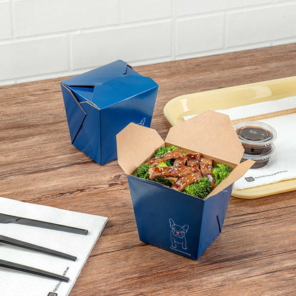 Bio Tek 26 oz Square Frenchie Paper Noodle Take Out Container - 4" x 3 1/2" x 4" - 200 count box