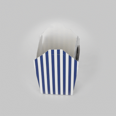 Bio Tek 26 oz Square Blue and White Stripe Paper Noodle Take Out Container - 4" x 3 1/2" x 4" - 200 count box