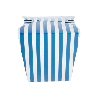 Bio Tek 26 oz Square Blue and White Stripe Paper Noodle Take Out Container - 4" x 3 1/2" x 4" - 200 count box