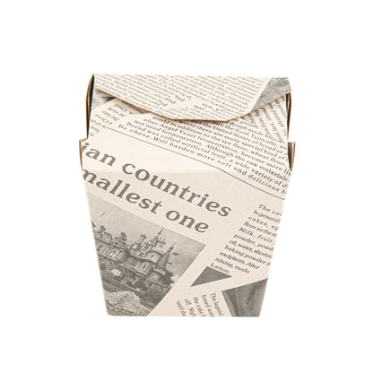 Bio Tek 26 oz Square Newsprint Paper Noodle Take Out Container - 4" x 3 1/2" x 4" - 200 count box