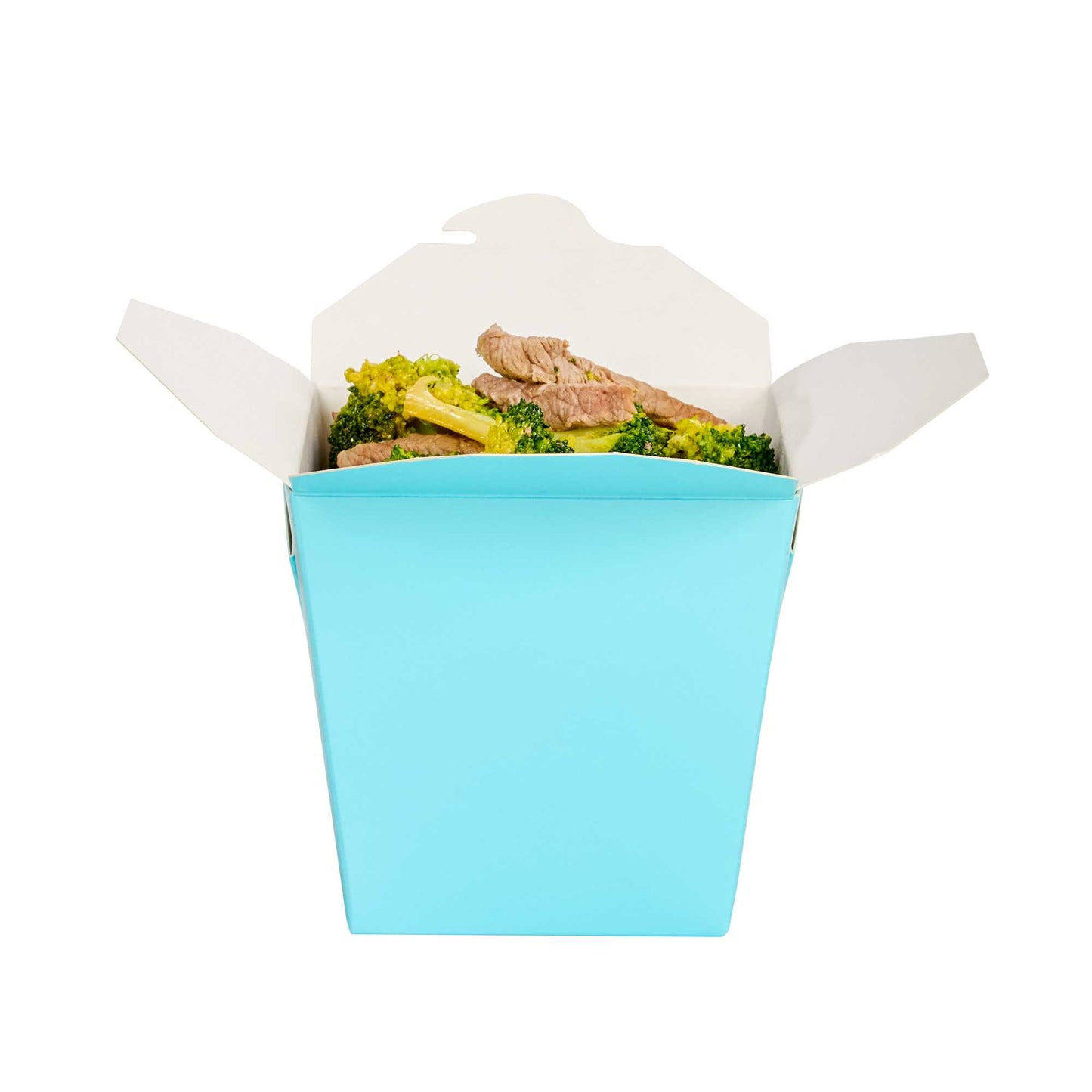 Bio Tek 26 oz Square Turquoise Paper Noodle Take Out Container - 4" x 3 1/2" x 4" - 50 count box