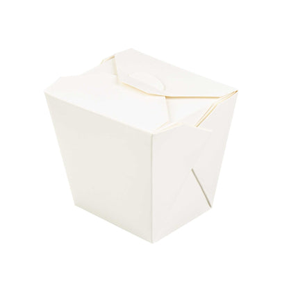 Bio Tek 26 oz Square White Paper Noodle Take Out Container - 4" x 3 1/2" x 4" - 50 count box