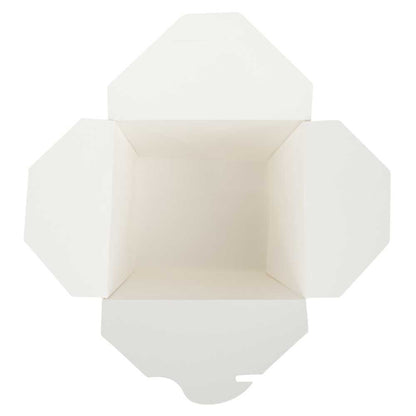 Bio Tek 26 oz Square White Paper Noodle Take Out Container - 4" x 3 1/2" x 4" - 50 count box