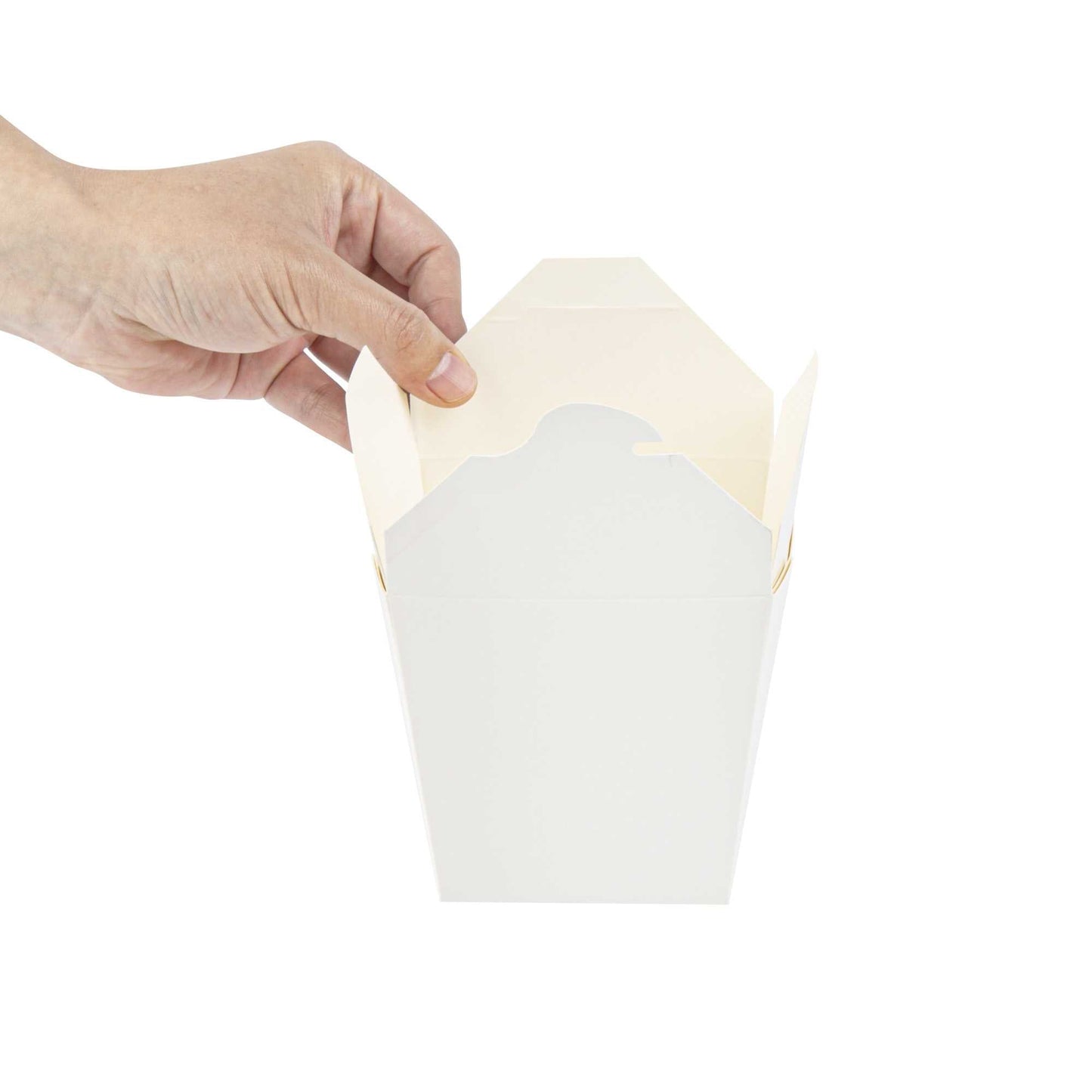 Bio Tek 26 oz Square White Paper Noodle Take Out Container - 4" x 3 1/2" x 4" - 200 count box
