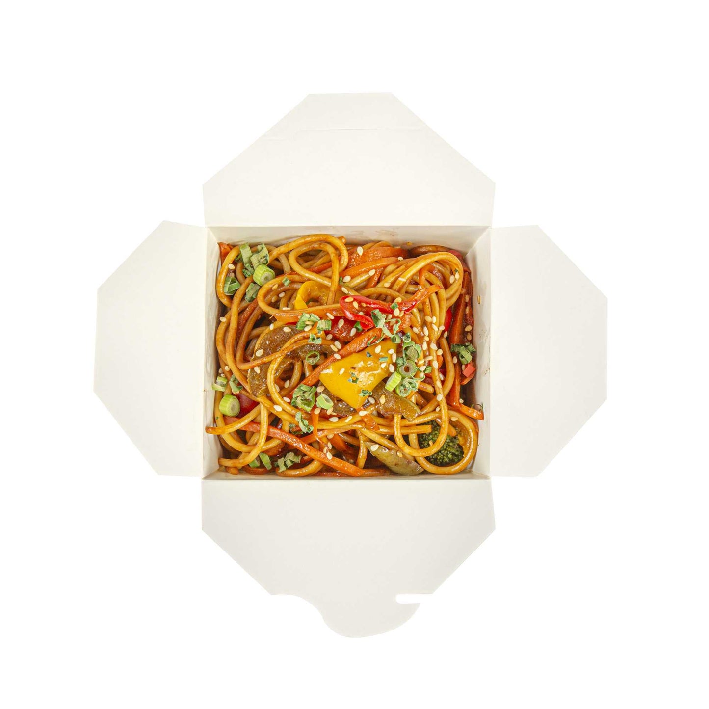Bio Tek 26 oz Square White Paper Noodle Take Out Container - 4" x 3 1/2" x 4" - 200 count box