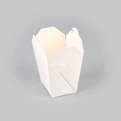 Bio Tek 26 oz Square White Paper Noodle Take Out Container - 4" x 3 1/2" x 4" - 200 count box
