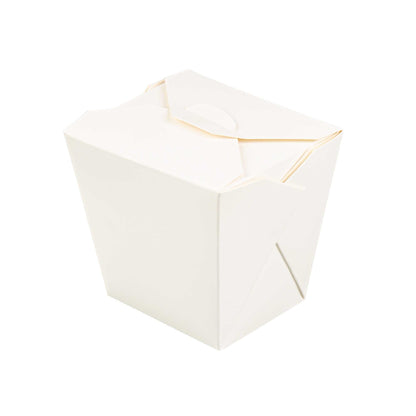 Bio Tek 26 oz Square White Paper Noodle Take Out Container - 4" x 3 1/2" x 4" - 200 count box
