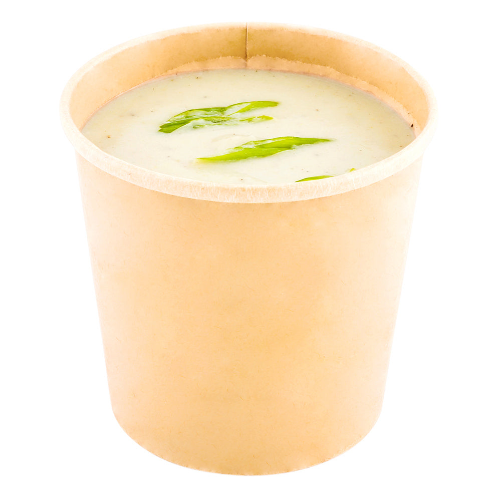 Bio Tek 26 oz Round Bamboo Paper Soup Container - 4 1/2" x 4 1/2" x 4" - 25 count box