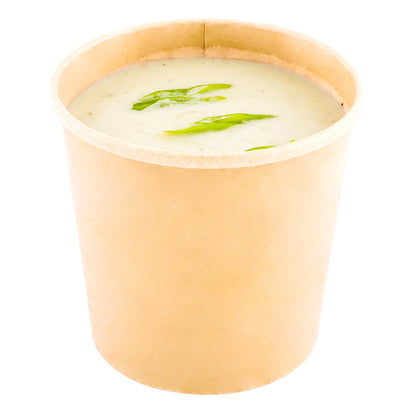 Bio Tek 26 oz Round Bamboo Paper Soup Container - 4 1/2" x 4 1/2" x 4" - 25 count box