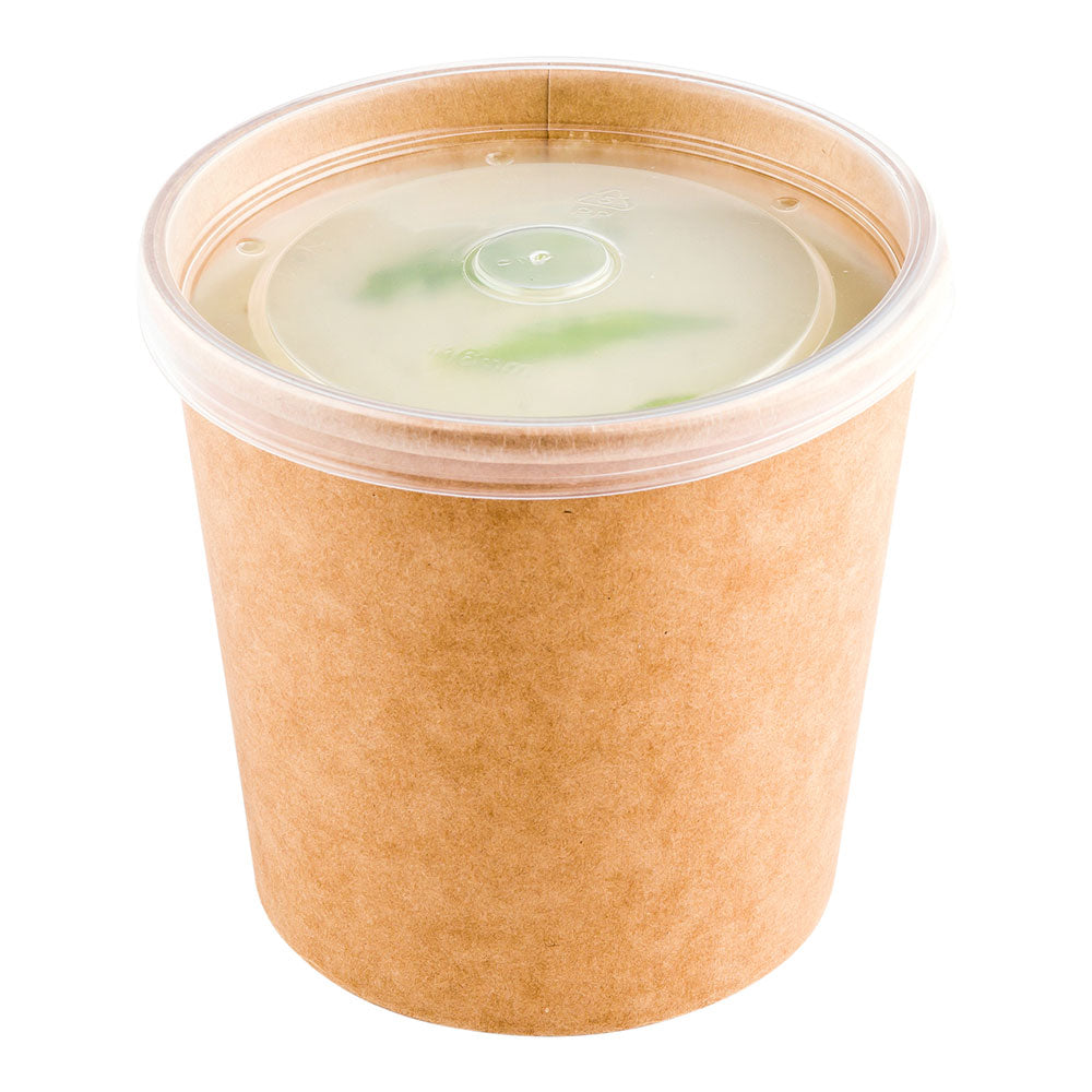 Bio Tek Round Clear Plastic Soup Container Lid - Fits 26 and 32 oz - 25 count box