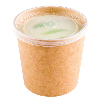 Bio Tek Round Clear Plastic Soup Container Lid - Fits 26 and 32 oz - 25 count box