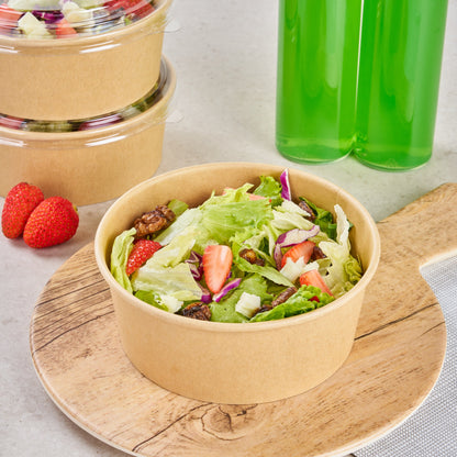 Bio Tek 25 oz Round Kraft Paper Take Out Container - 6" x 6" x 2 1/2" - 200 count box