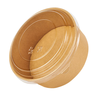 Bio Tek 25 oz Round Kraft Paper Take Out Container - 6" x 6" x 2 1/2" - 200 count box