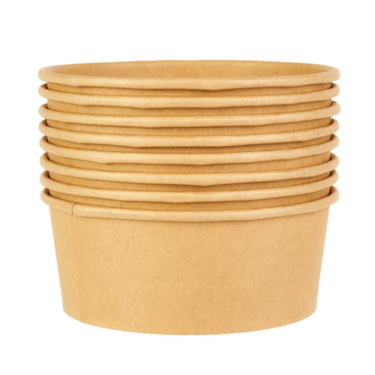 Bio Tek 25 oz Round Kraft Paper Take Out Container - 6" x 6" x 2 1/2" - 200 count box