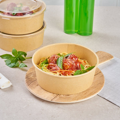 Bio Tek 44 oz Round Kraft Paper Take Out Container - 7 1/4" x 7 1/4" x 2 1/2" - 200 count box