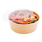 Bio Tek 44 oz Round Kraft Paper Take Out Container - 7 1/4" x 7 1/4" x 2 1/2" - 50 count box