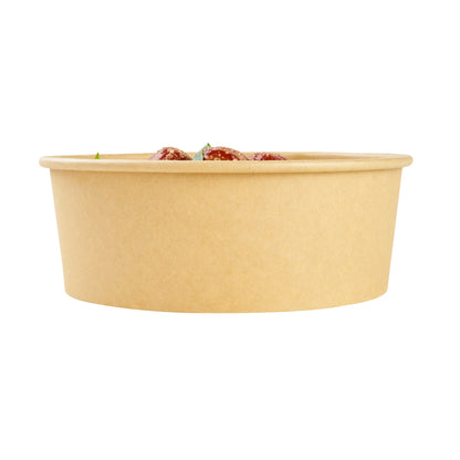 Bio Tek 44 oz Round Kraft Paper Take Out Container - 7 1/4" x 7 1/4" x 2 1/2" - 200 count box