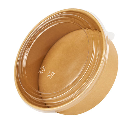 Bio Tek 44 oz Round Kraft Paper Take Out Container - 7 1/4" x 7 1/4" x 2 1/2" - 200 count box