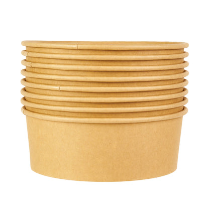 Bio Tek 44 oz Round Kraft Paper Take Out Container - 7 1/4" x 7 1/4" x 2 1/2" - 200 count box