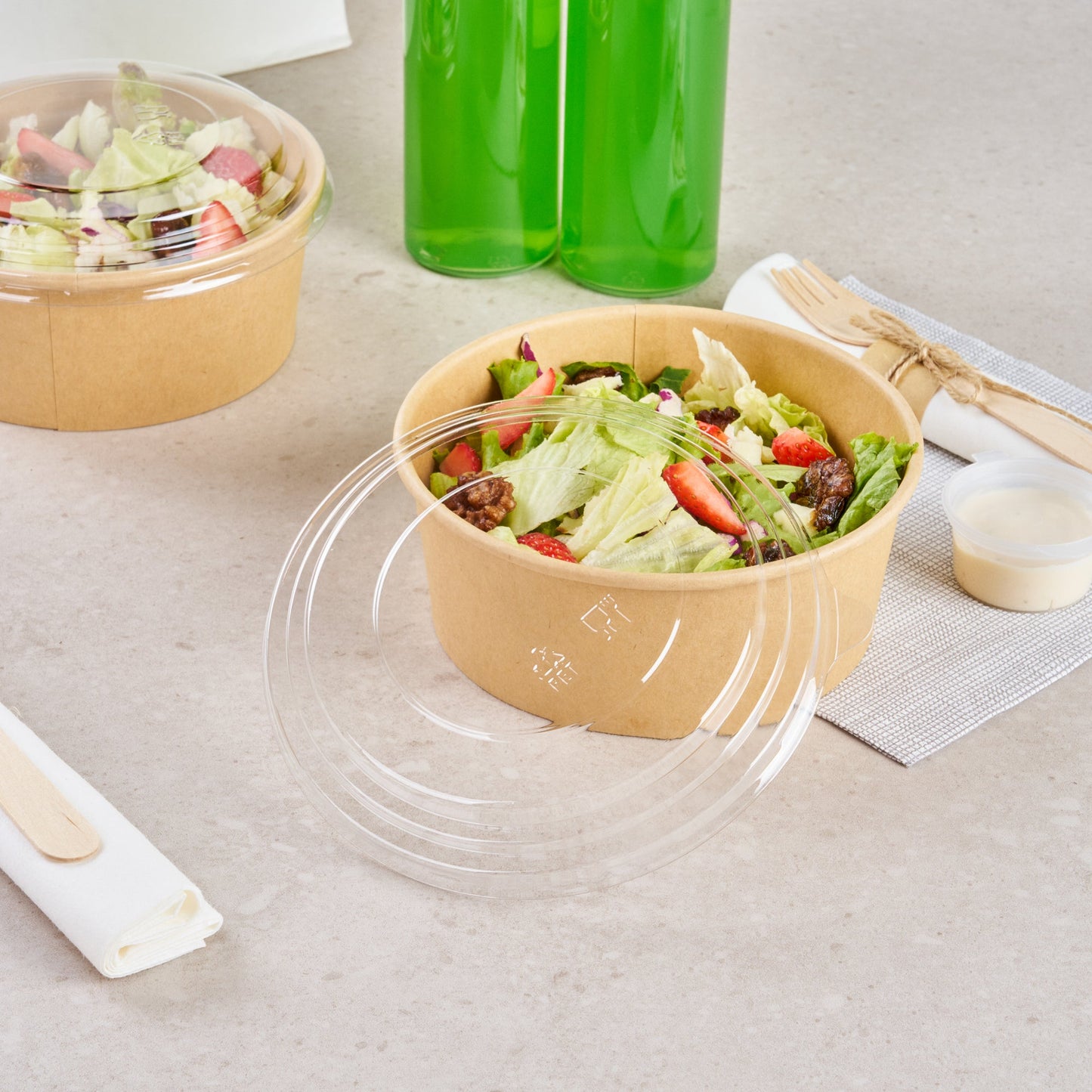 Bio Tek Take Out Container Round Clear Plastic Lid - Fits 25 oz - 200 count box
