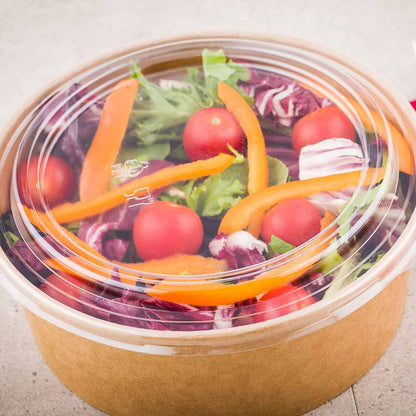 Bio Tek Take Out Container Round Clear Plastic Lid - Fits 44 oz - 50 count box