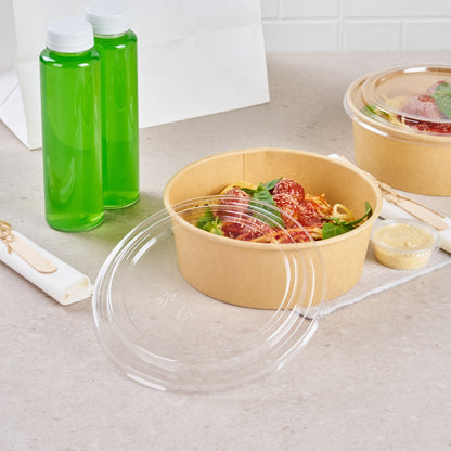 Bio Tek Round Clear Plastic Take Out Container Lid - Fits 44 oz - 200 count box