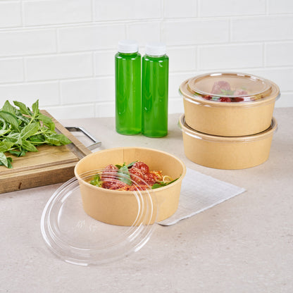 Bio Tek Round Clear Plastic Take Out Container Lid - Fits 44 oz - 200 count box
