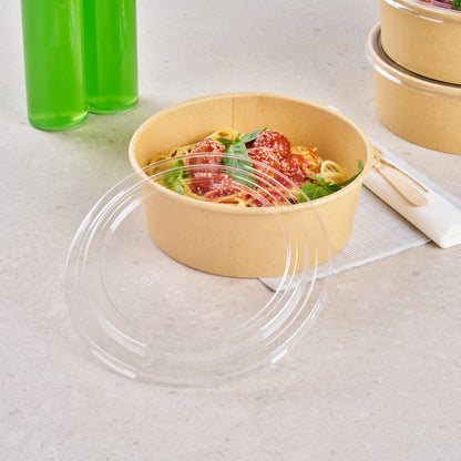 Bio Tek Round Clear Plastic Take Out Container Lid - Fits 44 oz - 200 count box