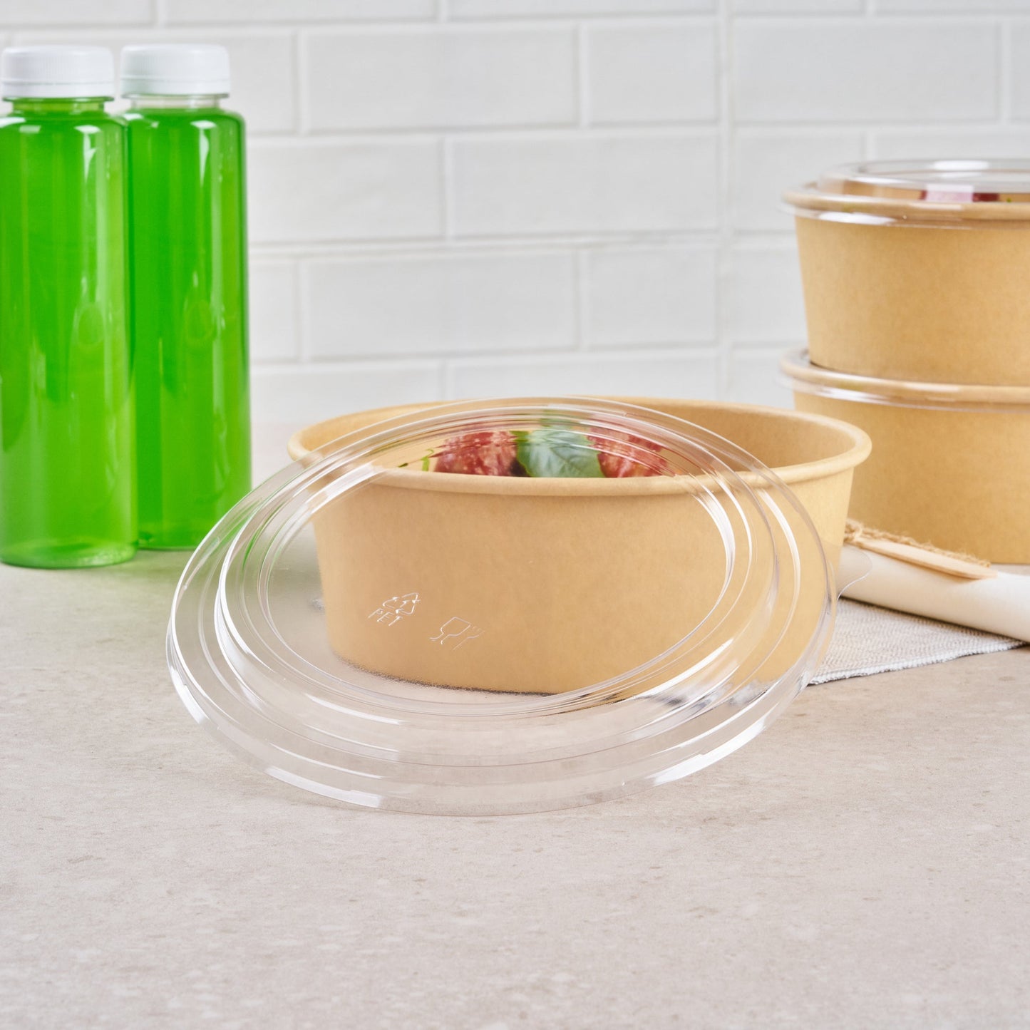 Bio Tek Round Clear Plastic Take Out Container Lid - Fits 44 oz - 200 count box